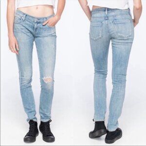 Agolde Womens Colette Distressed Skinny Jeans Lagoon Light Blue Wash size 28
